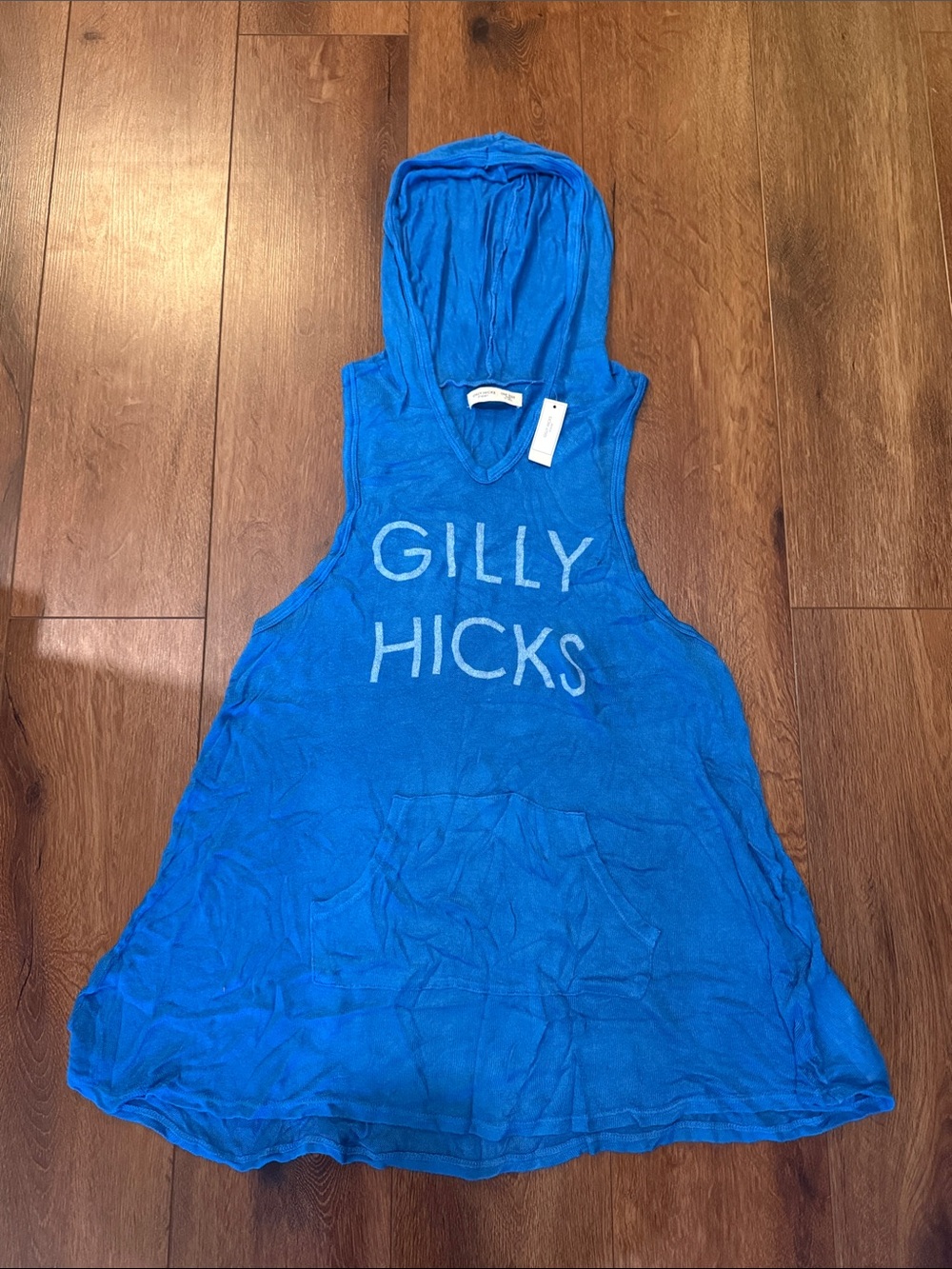 Gilly Hicks Bright Blue Hooded Sleeveless Tank with Logo